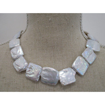 25-28mm square pearl with silver 925 clasp