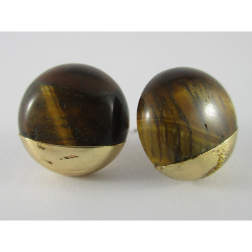1/2 gold 1/2 stone studs	tiger eye/gold