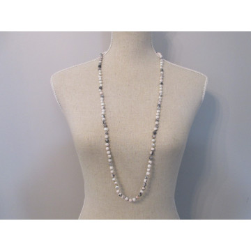 pink jasper and pearl 90cm-pink/grey/white