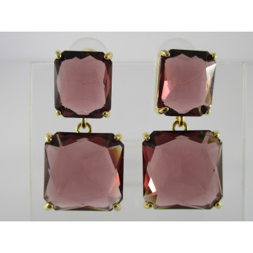 Double square drop studs-wine