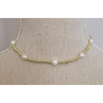 short gold balls with pearls-gold/white