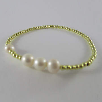 3mm metal balls with 3 + 1 pearls-gold/white