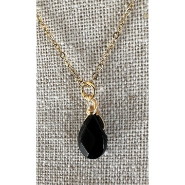 Faceted tear drop stone on...