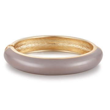 Hinged plain bangle-beige/gold