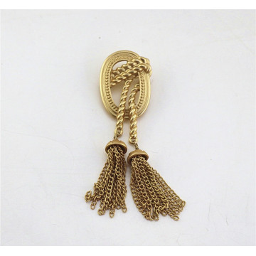 Tassles thru ring brooch-Gold