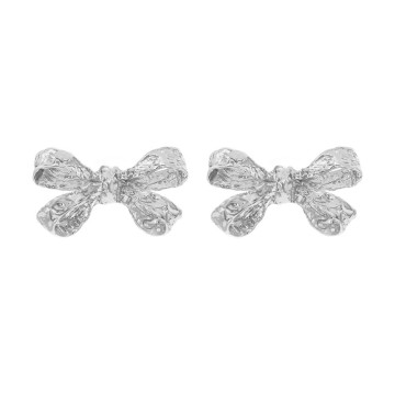 Ribbon bow studs - Silver