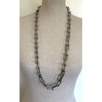 90cm silver chain link-Silver