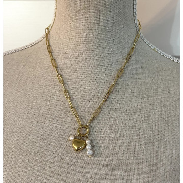 Gold chain with heart &...