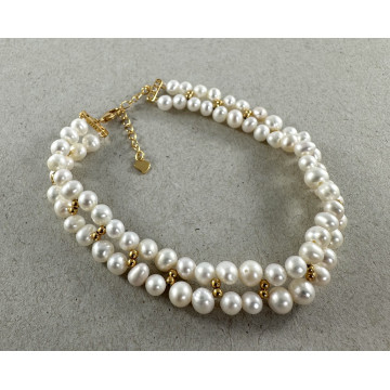 Double row natural pearls...