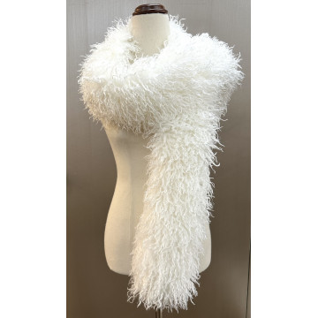Fluffy 180cm poly scarf -White