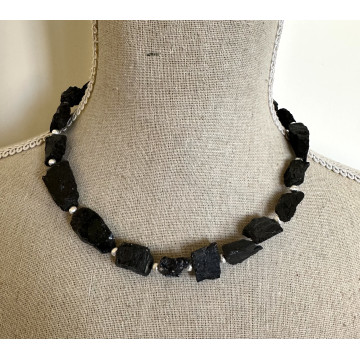 Raw black tourmaline stone...
