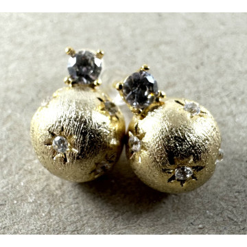 CZ studs with brushed ball...
