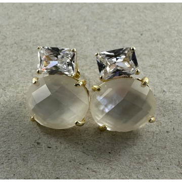 Crystal rectangle stud with...