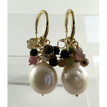 Small hoop stud with tiny...