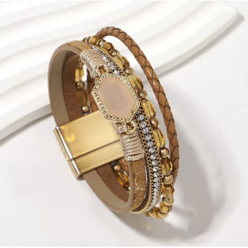 Faux leather crystal & cz...