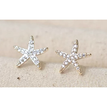 Tiny cz starfish studs-Silver