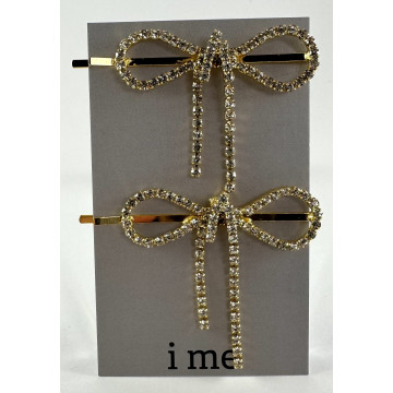 CZ bow slides, set of 2-Gold