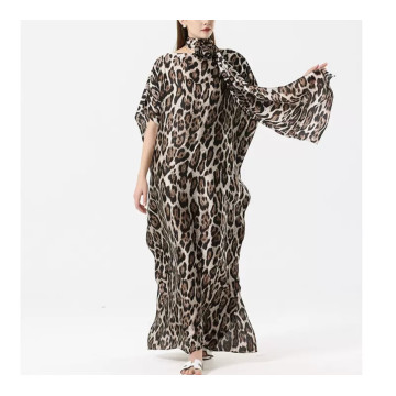 Leopard kaftan with scarf