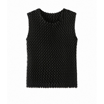 Sleeveless zig zag top-Black