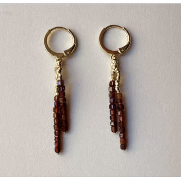 Tiny crystal drops on gold...