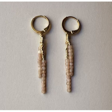 Tiny crystal drops on gold...