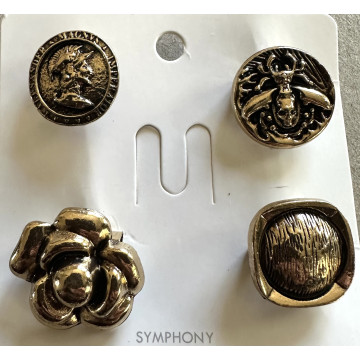Set of 4 mix with flower-Gold